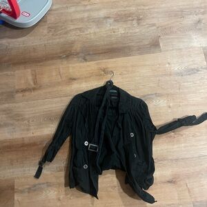 French Cuff Black Trench Coat